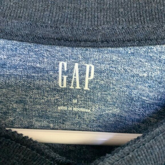 Gap Long Sleeve Jersey Men's Sz MediumTwo Tones Light Blue Three Button T Shirt - Picture 4 of 8